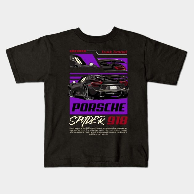 Porsche Spyder 918 Kids T-Shirt by Harrisaputra